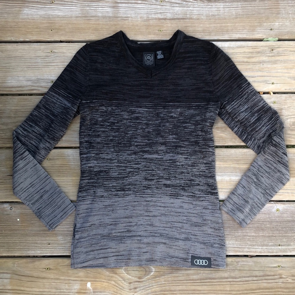 SOLD Ombré Black and Grey Audi V-neck Sweater NWOT - Picture 1 of 4